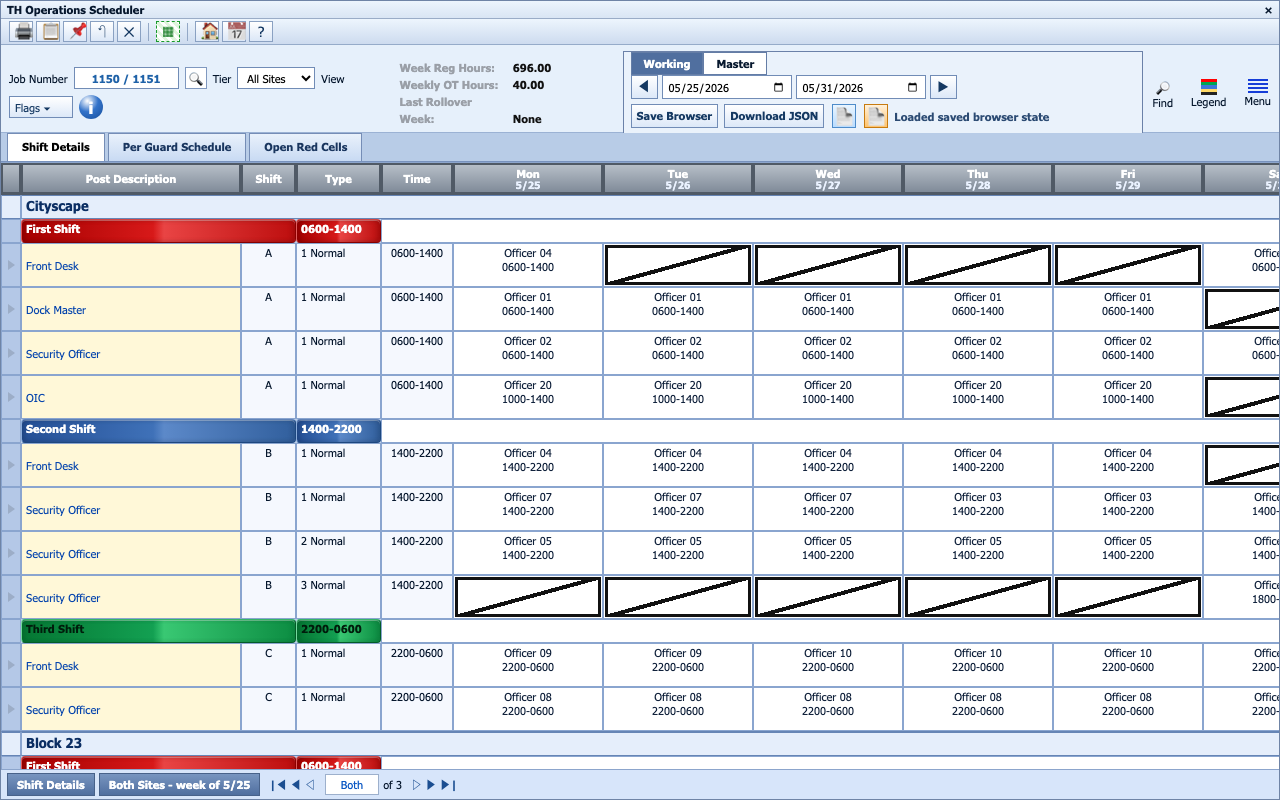TH Operations Scheduler private interface